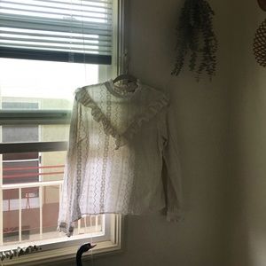 Miss Selfridge Lace Eyelet White Blouse